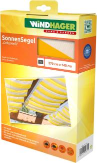 Windhager Sonnensegel für Seilspanntechnik, Wintergarten und Terrassen Beschattung, Seilspannmarkise, 270 x 140 cm, gelb/weiß, 10875