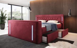 Boxspringbett Divaneo mit TV Lift und Stauraum 180x200 Rot H4