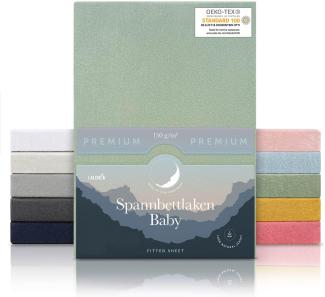 Laleni 2er-Set Premium Spannbettlaken 60x120-70x140 cm - Oeko-Tex Zertifiziert, 100% Baumwolle, atmungsaktives Spannbetttuch Jersey Baby, 150 g/m², Summer Green - Grün
