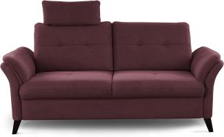 CAVADORE 3er Sofa Grönland / Skandinavische 3-Sitzer-Couch mit Federkern, Sitztiefenverstellung + Kopfstütze / 193 x 90 x 102 / Flachgewebe, Rot