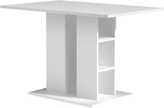 byLIVING Mattis Säulentisch mit robuster und pflegeleichter Melamin Oberfläche in weiß. Für mehr Stauraum sind Fächer in der Säule eingebaut, Holzwerkstoff, 70 x 110, H 75 cm