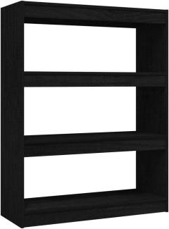 Bücherregal/Raumteiler Schwarz 100x30x103 cm Kiefer Massivholz