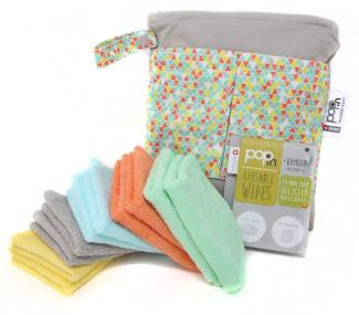 Close Pop-in Wiederverwendbare Bambustücher – 10 x waschbare Babytücher 20 x 15 cm, Pastellfarben, extra weich und wiederverwendbar, für Babys Hände und Gesicht