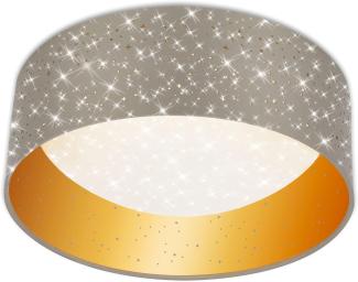 BRILONER - LED Deckenlampe mit Sternenhimmel, Lampenschirm aus Stoff, neutralweiße Lichtfarbe, LED Deckenleuchte, LED Lampe, Wohnzimmerlampe, Schlafzimmerlampe, Küchenlampe, 32x12 cm, Taupe-Gold