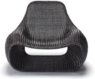 Casa Padrino Luxus Garten Sessel Schwarz 104 x 89 x H. 85 cm - Rattan Sessel - Rattan Möbel - Garten & Terrassen Möbel - Luxus Qualität - Made in Italy