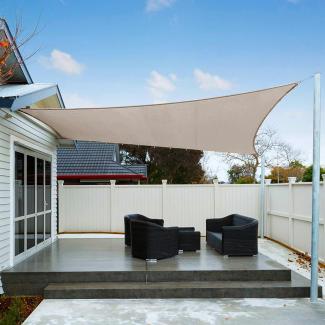 AXT SHADE Sonnensegel Wasserdicht Rechteckig 2x3m Wetterschutz Sonnenschutz PES Polyester mit UV Schutz für Terrasse Balkon Garten-Taupe