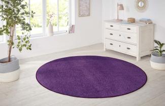 Kurzflor Teppich Nasty, rund - violett - 133 cm Durchmesser