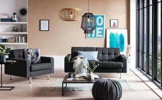 Traumnacht Sofa Laval, 2-Sitzer Couch mit Stoffbezug und Metallfüßen, produziert nach deutschem Qualitätsstandard, anthrazit, 166 x 92 x 65 cm