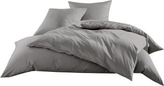 Mako-Satin Baumwollsatin Bettwäsche Uni einfarbig zum Kombinieren (Bettbezug 135 cm x 200 cm, Dunkelgrau) viele Farben & Größen