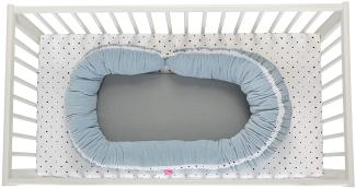 Kuschelnest für Babys und Säuglinge Babynest + Junior sleepy-C - Multifunktionales Babynest, Babybett, Palisaden blau