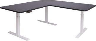 Eck-Schreibtisch, schwarz/weiß, elektrisch höhenverstellbar