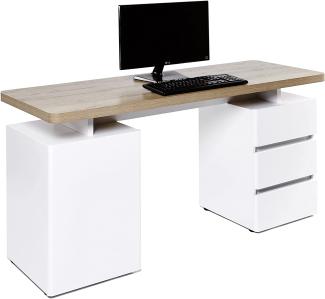 Jahnke Schreibtisch, Holzdekor, braun, 150 x 55 x 75. 5 cm