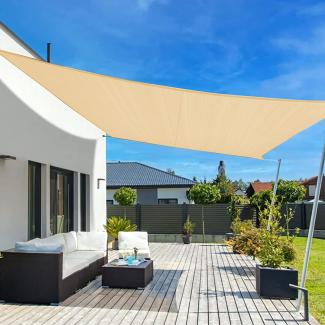LOVE STORY Sonnensegel Wasserdicht 2x2m Quadrat PES Polyester Sonnenschutz Windschutz Balkon Terrasse 95% UV-Schut,für Balkon Garten,Sandbeige