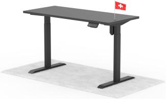elektrisch höhenverstellbarer Schreibtisch ECO 140 x 60 cm - Gestell Schwarz, Platte Anthrazit