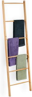 Relaxdays Handtuchleiter Holz, 6 Sprossen, Wäscheleiter Handtücher & Kleidung, HxB 170 x 55 cm, Badezimmer Leiter, Natur