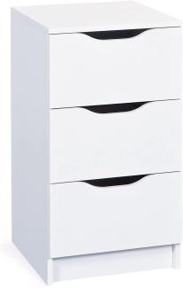 Kommode mit 3 Schubladen aus weiß lackiertem Laminat