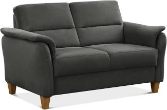CAVADORE 2er-Sofa Palera mit Federkern / Kompakte Zweisitzer-Couch im Landhaus-Stil / passender Sessel und Hocker optional / 149 x 89 x 89 / Mikrofaser, Grau