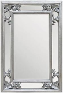 Casa Padrino Barock Spiegel Silber 66 x H. 96 cm - Rechteckiger Wandspiegel im Barockstil - Prunkvoller Antik Stil Garderoben Spiegel - Barock Interior - Barock Möbel