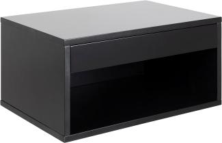 AC Design Furniture Kelda quadratischer schwarzer Nachttisch mit 1 Schublade und offenem Fach, wandmontierter Nachttisch mit Stauraum, geräumiger Nachttisch, Ordnung im Schlafzimmer