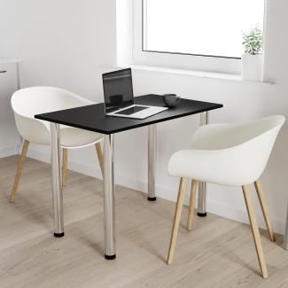 60x60 | Esszimmertisch - Esstisch - Tisch mit Chrombeinen - Küchentisch - Bürotisch | SCHWARZ