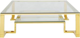 Kare Design Gold Rush Couchtisch, 120 x 120 cm, Couchtisch edel, Glascouchtisch, Couchtisch retro, (H/B/T) 40x120x120cm