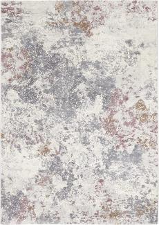 Kurzflor Teppich Fontaine Creme Grau Himbeerrot - 120x170x1,1cm
