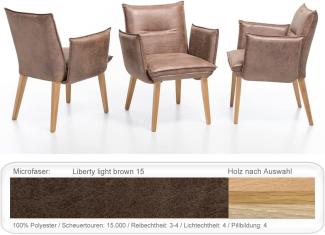 6x Sessel Gerit 2 Rücken mit Naht Polstersessel Esszimmer Massivholz Eiche natur lackiert, Liberty light brown