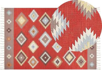 Kelim Teppich Baumwolle mehrfarbig 200 x 300 cm geometrisches Muster Kurzflor LORUT