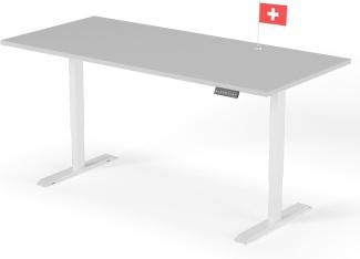 elektrisch höhenverstellbarer Schreibtisch DESK 200 x 90 cm - Gestell Weiss, Platte Grau