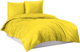 Mixibaby Bettwäsche Bettgarnitur Bettbezug 100% Baumwolle 135x200 155x220 200x220 200x200, Farbe:Gelb, Größe:200 x 220 cm