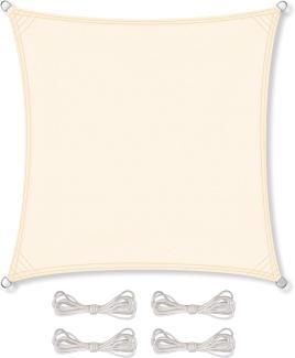 CelinaSun Sonnensegel inkl Befestigungsseile Premium PES Polyester wasserabweisend imprägniert Quadrat 2,6 x 2,6 m Creme weiß