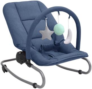 vidaXL Babywippe 3-Punkt-Sicherheitsgurt Schaukelbar Arretierbar Baby Schaukel Wippe Wiege Liege Spielbogen Babyschaukel Schaukelwippe Babywiege Marineblau Stahl