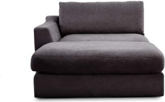 CAVADORE Sofa-Modul "Fiona" Longchair mit Armteil links / XXL-Recamiere passend zur Couchgarnitur Fiona /139 x 90 x 199/Webstoff grau