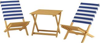Erst-Holz V-10-351 2 Stühle mit Tisch, Buche, blau/weiß