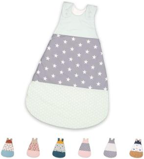 ULLENBOOM Sommerschlafsack Baby Mint Grau (Made in EU) - Schlafsack Baby Sommer aus Baumwolle, bequemer Schlummersack für Babys und Neugeborene, Größe: 80 bis 86