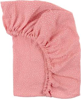 KraftKids Spannbettlaken Musselin Musselin rosa Punkte aus 100% Baumwolle in Größe 140 x 70 cm, handgearbeitete Matratzenbezug gefertigt in der EU