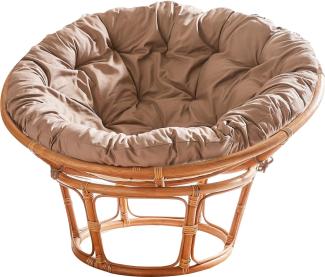 Papasansessel Honig Kissen Ø 115x64 cm Grau aus Rattan