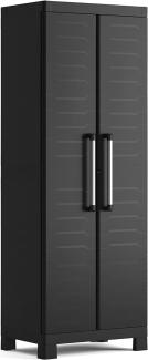 KETER Besenhalter schwarz E-COM-Detroit Kunststoffschrank, Utility, 65 x 45 x 182, Kunststoff, Besenschrank-hoch
