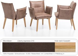 4x Sessel Gerit 2 Rücken mit Naht Polstersessel Esszimmer Massivholz Buche natur lackiert, Liberty espresso