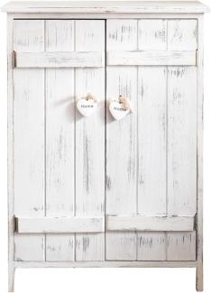 Rebecca Mobili Küchenschrank Kommode Badezimmerschrank 2 Türen Weiß Shabby Chic Herzen Eingang - Maße: 70 x 51 x 30 cm (HxLxB) - Art. RE4573