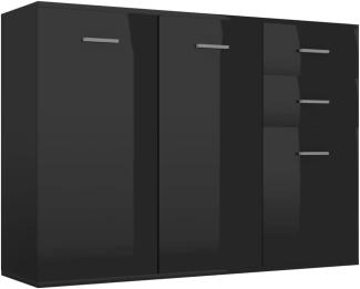 vidaXL Sideboard mit 3 Türen 2 Schubladen Highboard Kommode Standschrank Mehrzweckschrank Anrichte Schrank Hochglanz-Schwarz 105x30x75cm Spanplatte