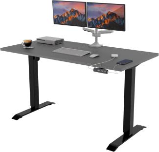 POKAR Höhenverstellbarer Schreibtisch Höhenverstellbar Elektrisch Bürotisch mit Tischplatte (Dunkelgrau, 160 x 80)