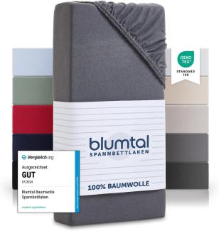 Blumtal® Basics Jersey Spannbettlaken 140x200cm -Oeko-TEX Zertifiziert, 100% Baumwolle Bettlaken, bis 7cm Topperhöhe, Grau