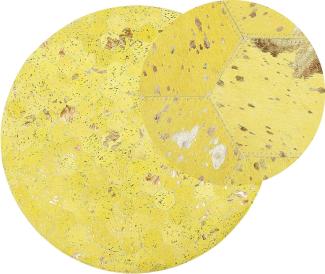 Teppich Kuhfell gelb ⌀ 140 cm Patchwork Kurzflor ZEYTIN