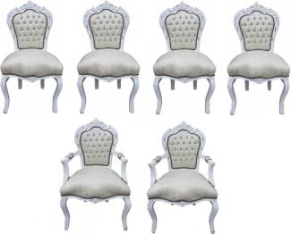 Casa Padrino Barock Esszimmer Set 4 Stühle + 2 Stühle mit Armlehnen - Möbel Antik Stil