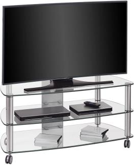 TV Rack,TV Möbel, Metall Alu - Klarglas 1100 x 506 x 508 mm