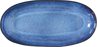 Bloomingville Sandrine Servierplatte blau 34x16 cm Keramik großer ovaler Speiseteller Essteller