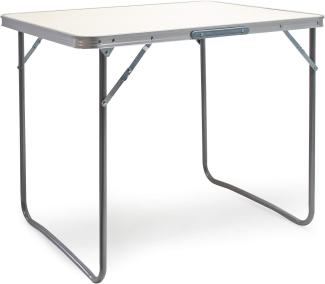 WILTEC Aluminium Camping Klapptisch mit 80x60cm weißer Tischplatte MDF mit Alu-Rahmen Koffertisch Falttisch