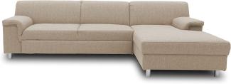 DOMO Collection Junin Ecksofa, Sofa in L-Form mit Schlaffunktion, Couch Polsterecke, Moderne Eckcouch, beige, 251 x 150 cm