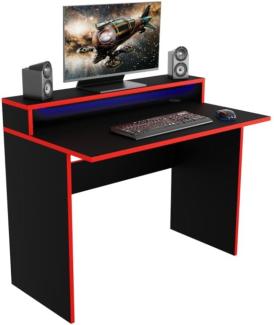 Gaming Tisch KADET + LED, 100x86x50, schwarz